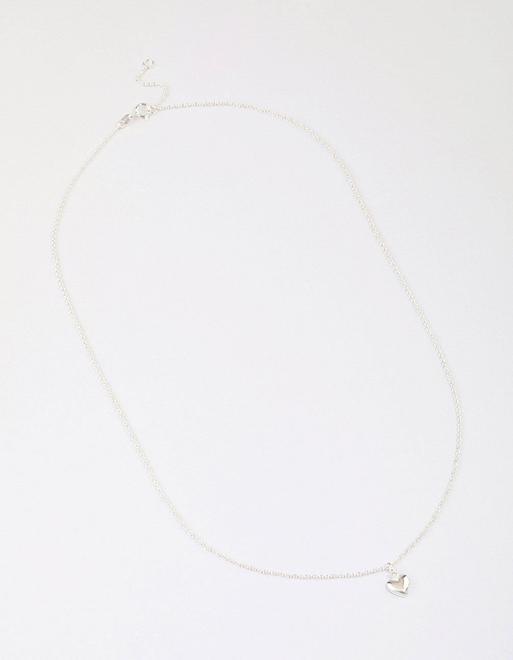 Sterling Silver Puffy Heart Pendant Necklace