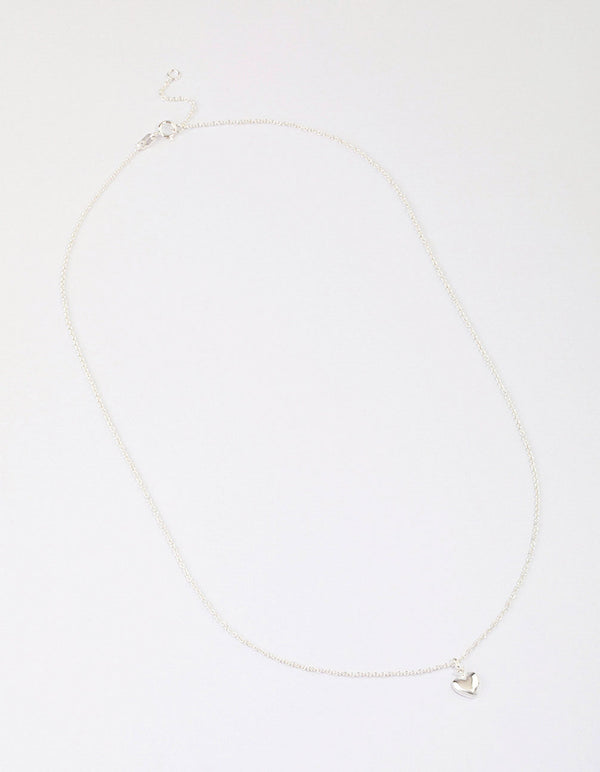 Sterling Silver Puffy Heart Pendant Necklace