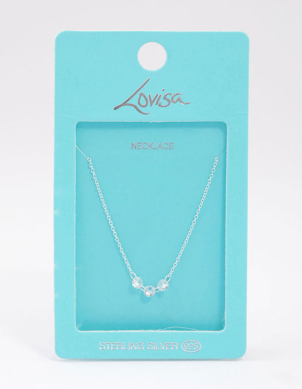Sterling Silver Trio Round Cubic Zirconia Necklace