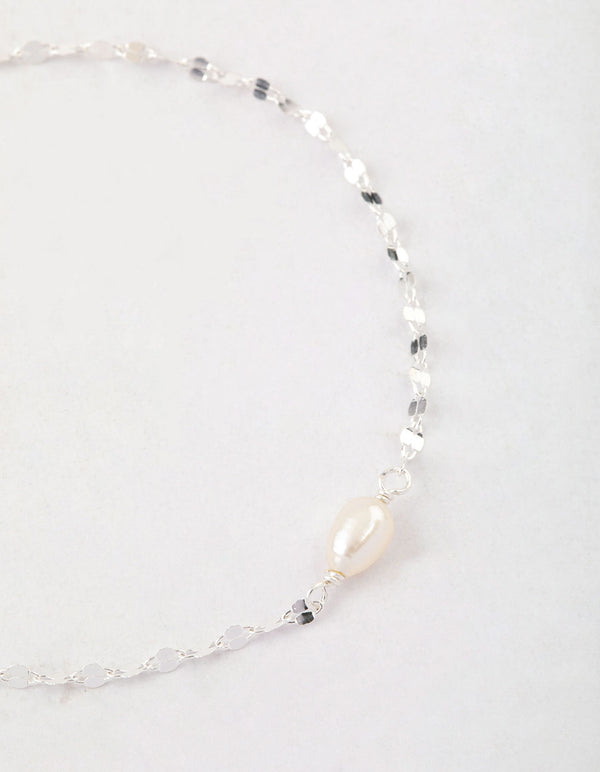 Sterling Silver Lane Rope Pearl Bracelet