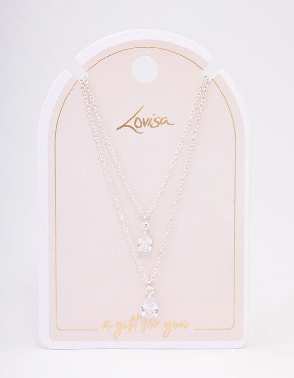 Silver Diamante Dainty Layered Necklace