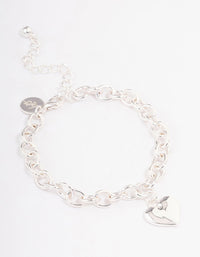 Silver Puffy Heart Chain Bracelet - link has visual effect only