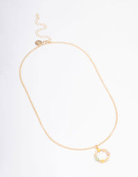 Gold Diamante Flower Circle Short Necklace - link has visual effect only