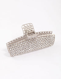 Silver Rectangle Diamante Hair Claw Clip - link has visual effect only