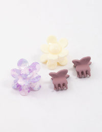 Lilac Butterfly & Flower Hair Clips 4-Pack - link has visual effect only
