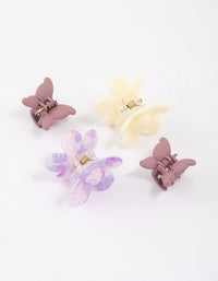 Lilac Butterfly & Flower Hair Clips 4-Pack - link has visual effect only