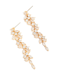 Gold Plated Cubic Zirconia Dainty Vine Drop Earrings - link has visual effect only