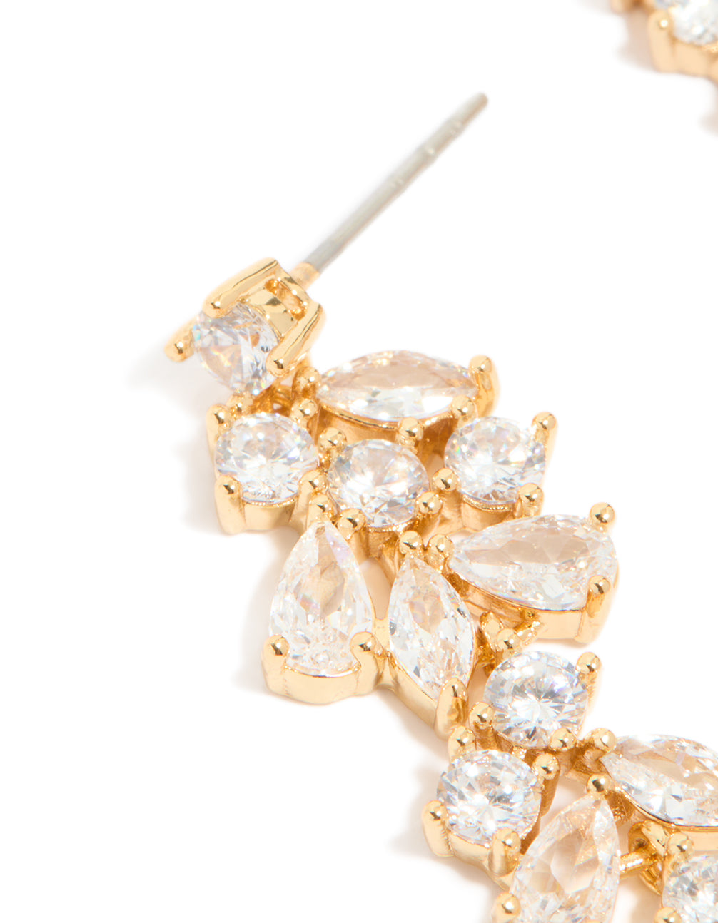 Gold Plated Cubic Zirconia Dainty Vine Drop Earrings