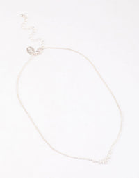 Silver Plated Cubic Zirconia Dainty Cup Chain Floral Necklace - link has visual effect only