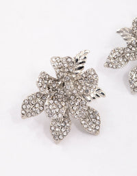 Silver Diamante Pave Flower Stud Earrings - link has visual effect only