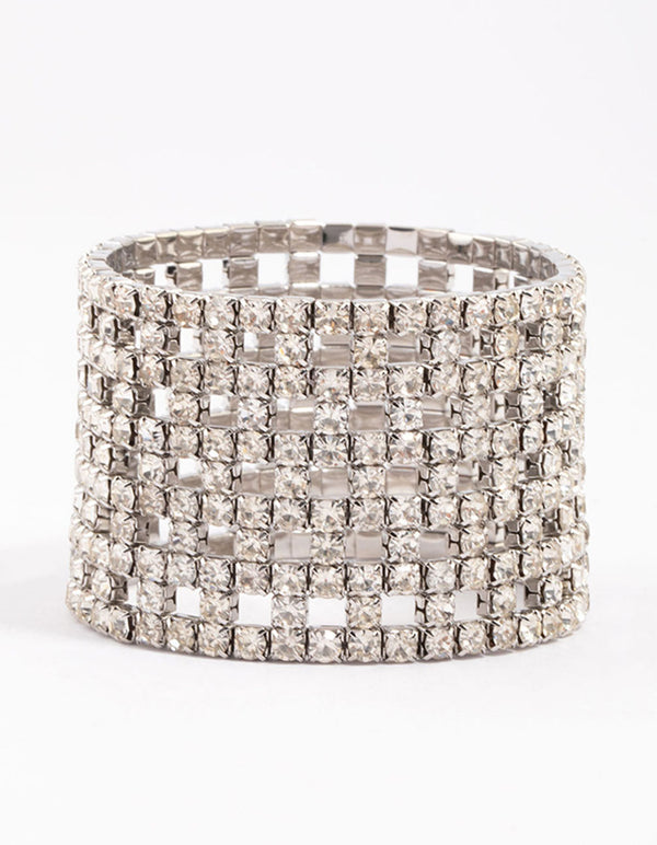 Silver Diamante Chunky Cut-Out Bracelet