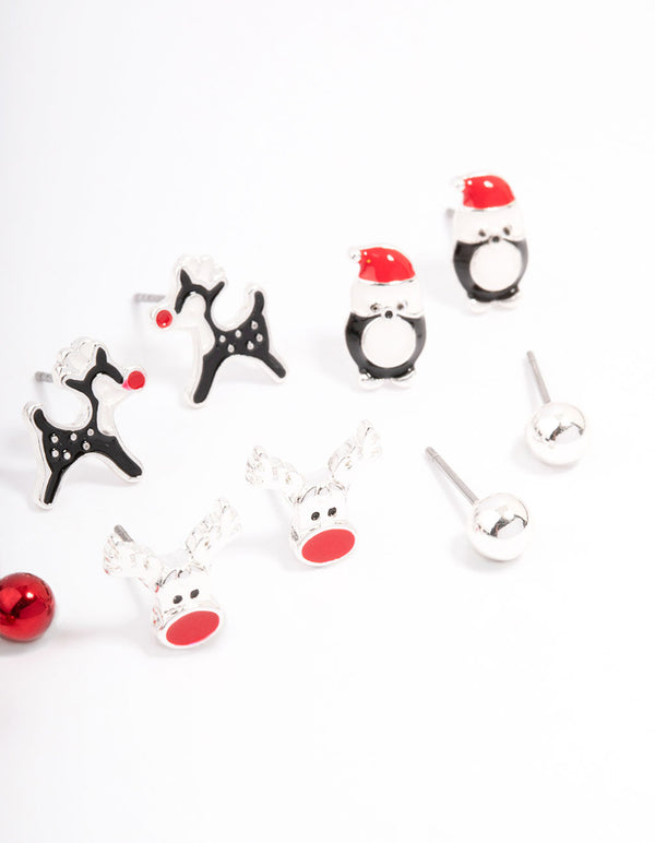Kids Christmas Critter Stud Earrings 6-Pack
