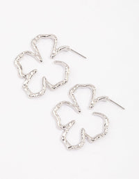 Silver Large Hammered Flower Hoop Earrings - link has visual effect only