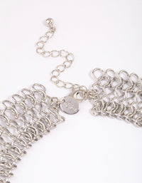 Silver Wide Link Chain Necklace - link has visual effect only