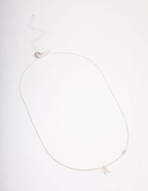 Silver Plated Pisces Necklace With Cubic Zirconia Pendant