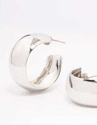 Silver Medium Smooth Hoop Earrings - link has visual effect only