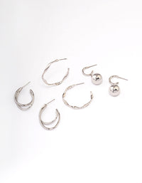 Silver Twisted Hoop Earrings Pack - link has visual effect only