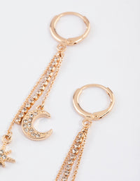 Gold Celestial Cup Chain Drop Earrings - link has visual effect only