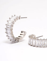 Silver Cubic Zirconia Baguette Hoop Earrings - link has visual effect only