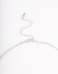 Silver Cubic Zirconia Statement Diamond Earrings & Necklace Set - link has visual effect only