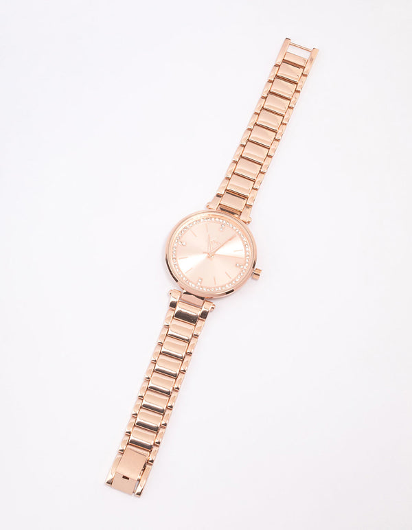 Rose Gold Crystal Dial Watch