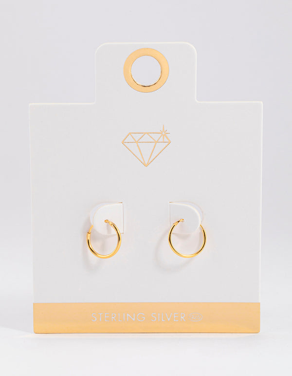 Gold Plated Sterling Silver Hoop Earrings 12mm
