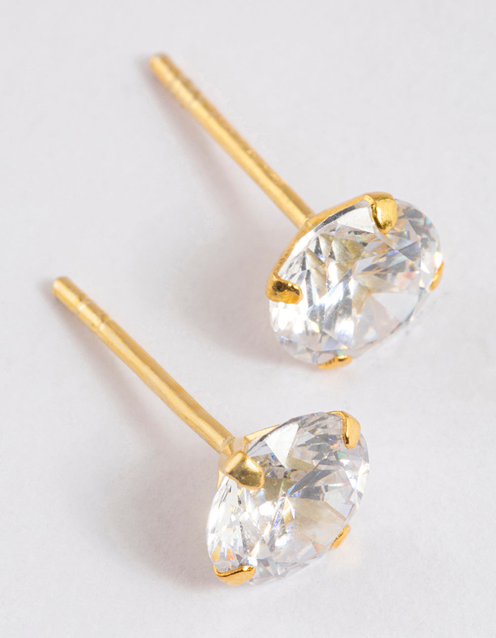Gold Plated Sterling Silver Cubic Zirconia Stud Earrings
