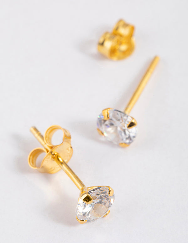 Gold Plated Sterling Silver Dainty Stud Earrings