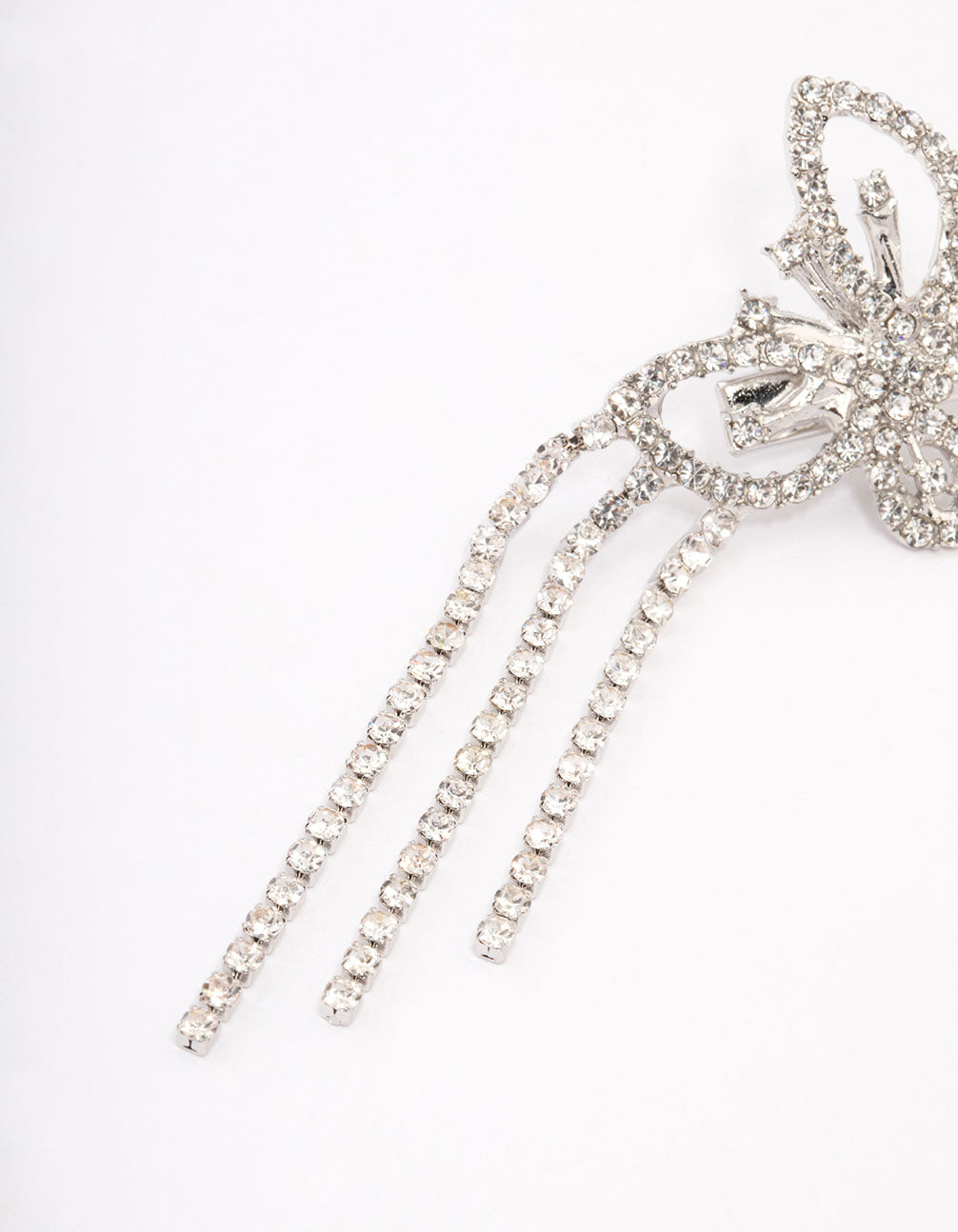 Silver Double Diamante Butterfly Hair Clip