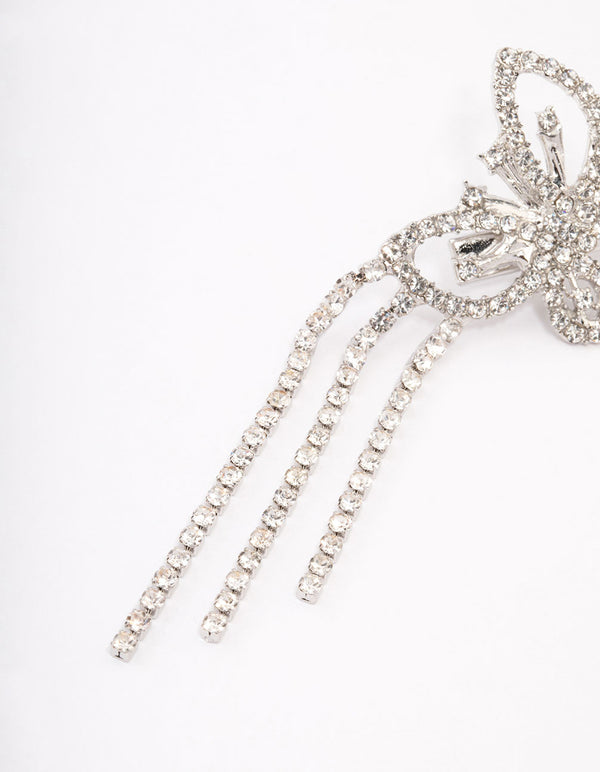 Silver Double Diamante Butterfly Hair Clip