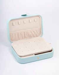 Blue Faux Leather Large Vanity Jewellery Box - link has visual effect only