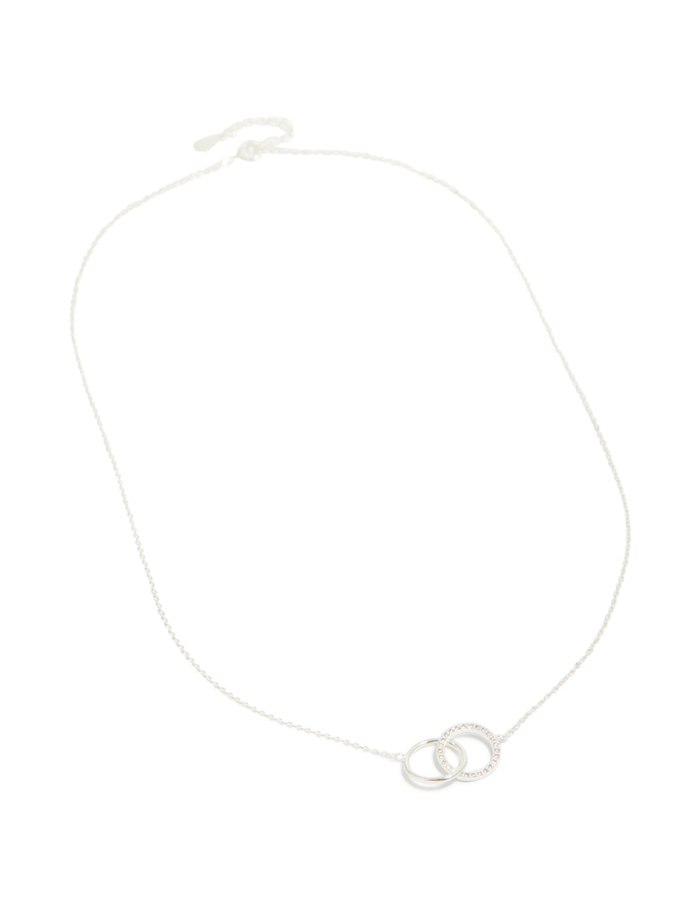 Sterling Silver Pave Link Hoop Pendant Necklace