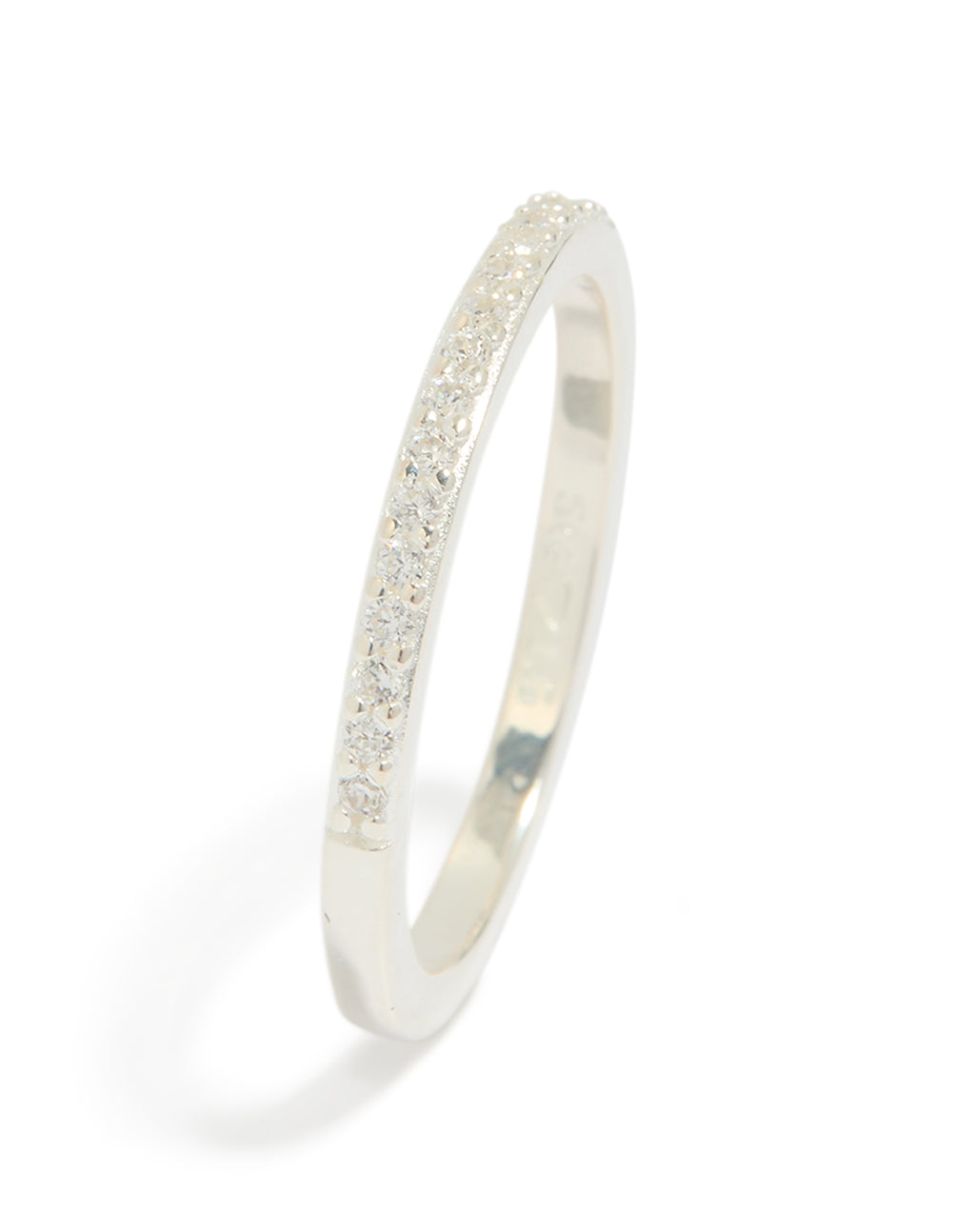 Sterling Silver Cubic Zirconia Pave Band Ring