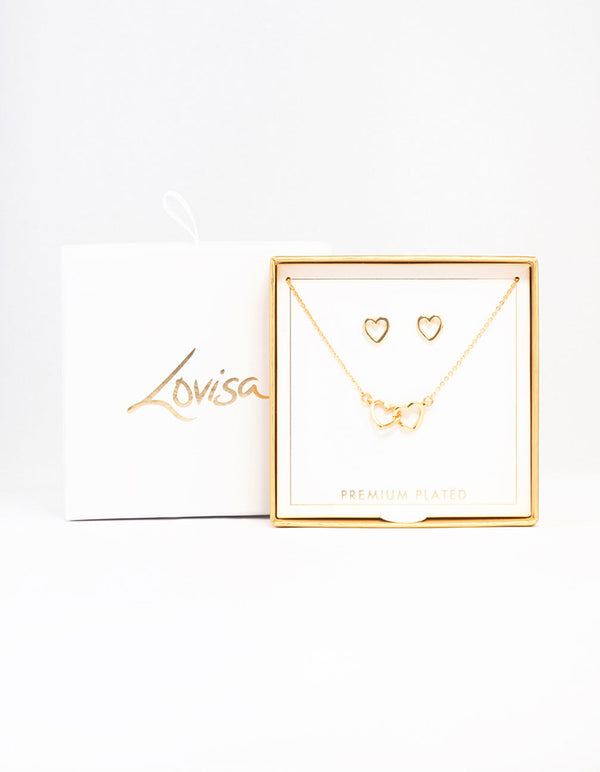 Gold Linked Heart Jewellery Set