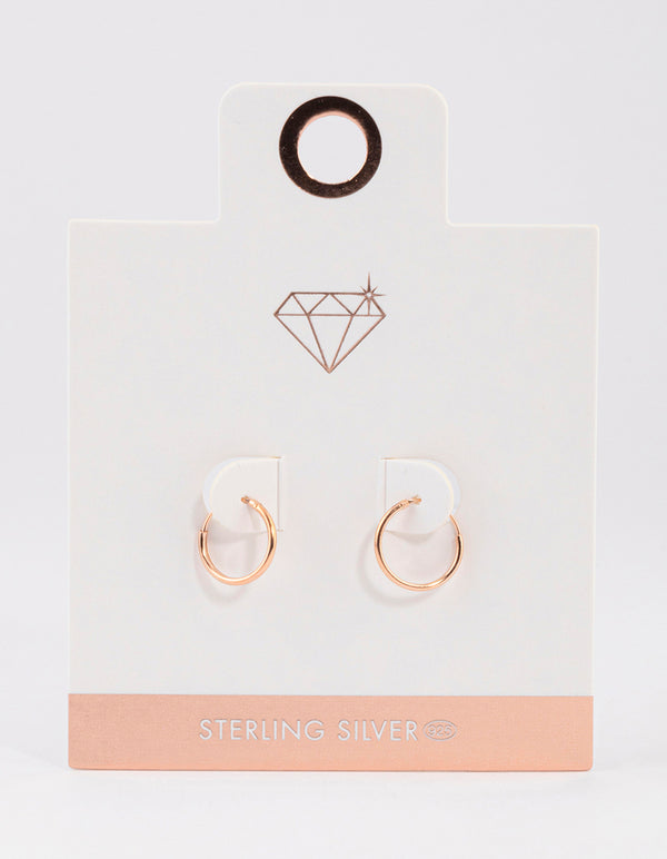 Rose Gold Plated Sterling Silver Hoop Earrings 12mm