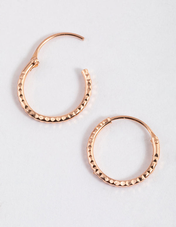 Rose Gold Plated Sterling Silver Diagonal Hoop Earrings 12mm