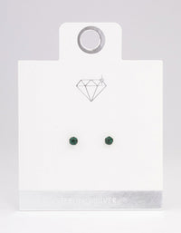 Sterling Silver Green Fireball Stud Earrings - link has visual effect only
