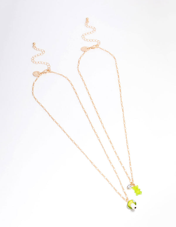 Gold Teddy & Mushroom Necklace Pack