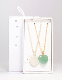 Mixed Metal Semi-Precious Heart Necklace Pack - link has visual effect only