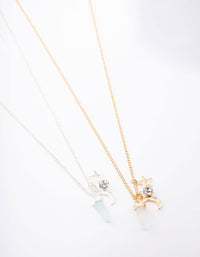 Mixed Metal Semi-Precious Charm Shard Necklace Pack - link has visual effect only