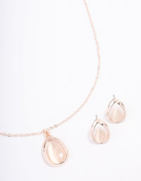 Rose Gold Cateye Pear Jewellery Set - link has visual effect only