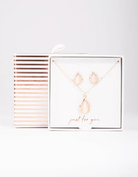 Rose Gold Cateye Pear Jewellery Set - link has visual effect only