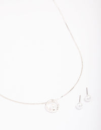 Silver Pearl Open Circle Jewellery Set - link has visual effect only