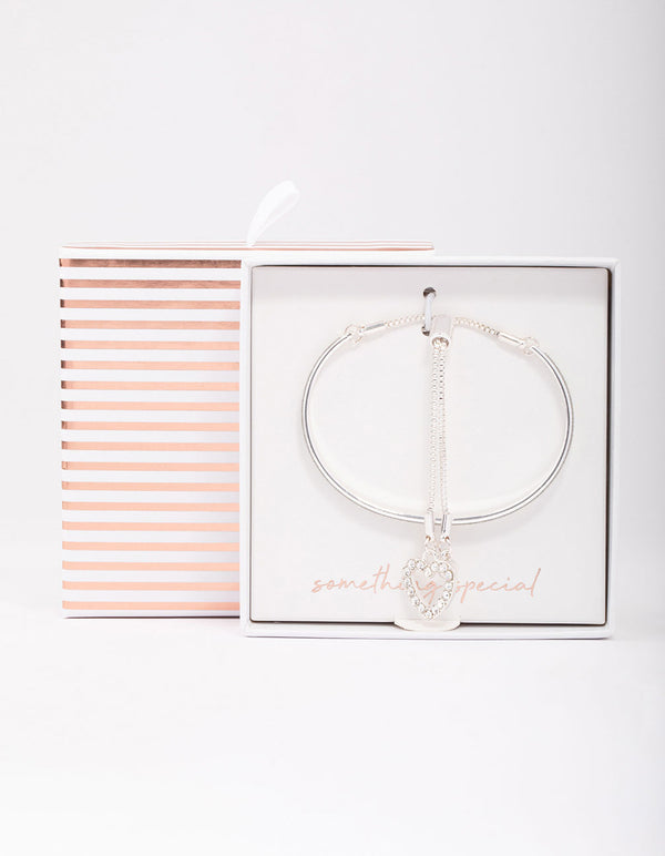 Silver Glitter Toggle Bracelet