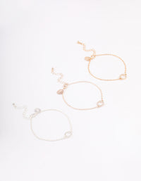 Mixed Metal Diamante Open Circle Bracelet 3-Pack - link has visual effect only