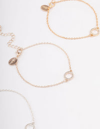 Mixed Metal Diamante Open Circle Bracelet 3-Pack - link has visual effect only