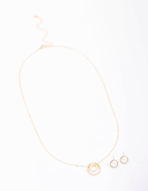 Gold Double Open Circle Jewelley Set