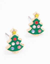 Gold Christmas Tree Stud Earrings - link has visual effect only