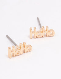 Gold Ho-Ho-Ho Stud Earrings - link has visual effect only