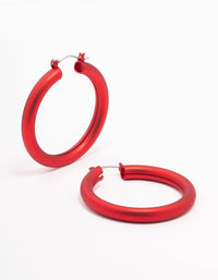 Red Pearlised Hoop Earrings - link has visual effect only